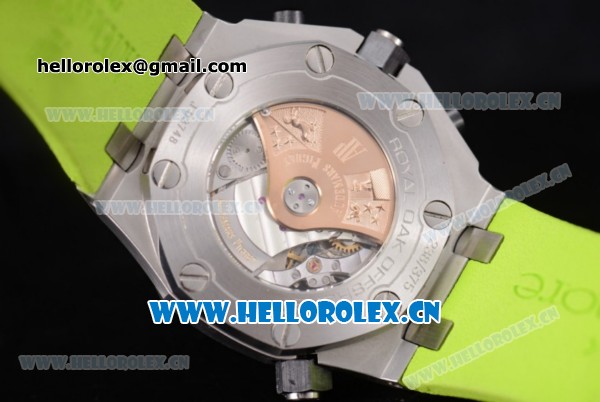 Audemars Piguet Royal Oak Offshore Diver Swiss Valjoux 7750 Automatic Steel Case with Green Dial Green Rubber Strap and Stick/Arabic Numeral Markers (EF) - Click Image to Close